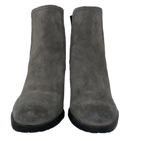 Sam Edelman Boots Women's 10 Grey Suede Leather Ankle Booties Block Heel Shoes - Picture 4 of 14